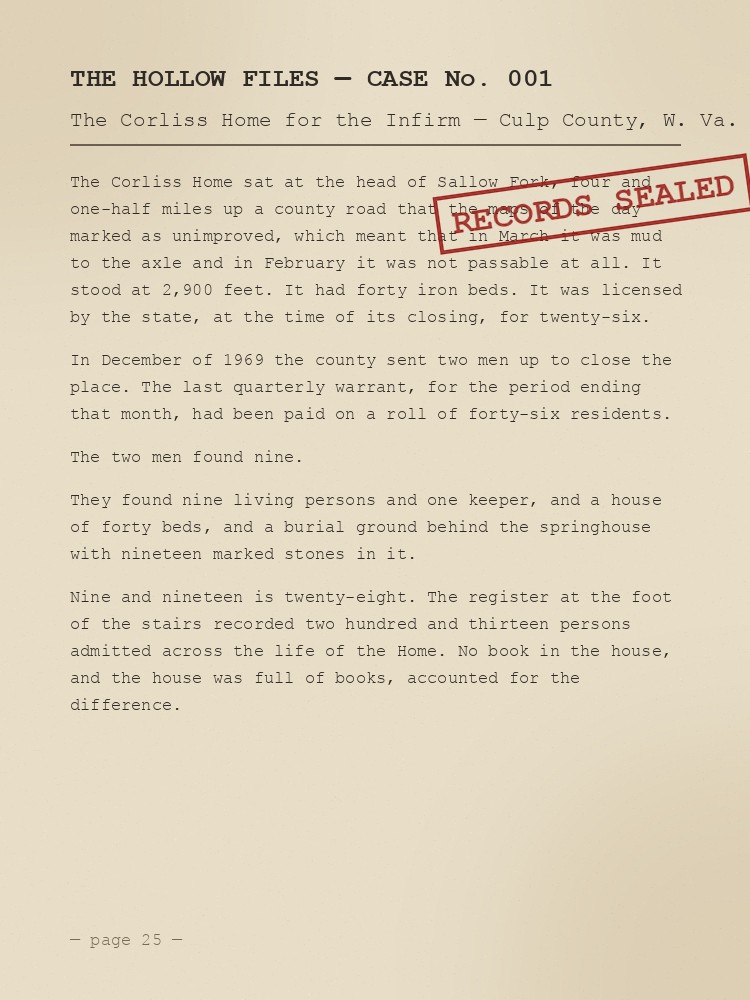 Case file 001 sample page